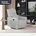 Evolur Sylas Nursery Glider Chair in Luxe Grey - Manual Recliner with 360° Swivel, Lumbar Support, Tufted Back & Side Pockets - Modern Rocking Chair for Baby Room, Nursery & Living Room