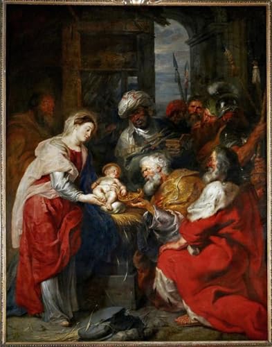 Adoration des rois par Pierre Paul Rubens grand format contre mur vide