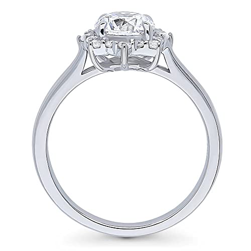 BERRICLE Sterling Silver Sunburst Wedding Engagement Rings Cubic Zirconia CZ Halo Promise Ring for Women, Rhodium Plated4