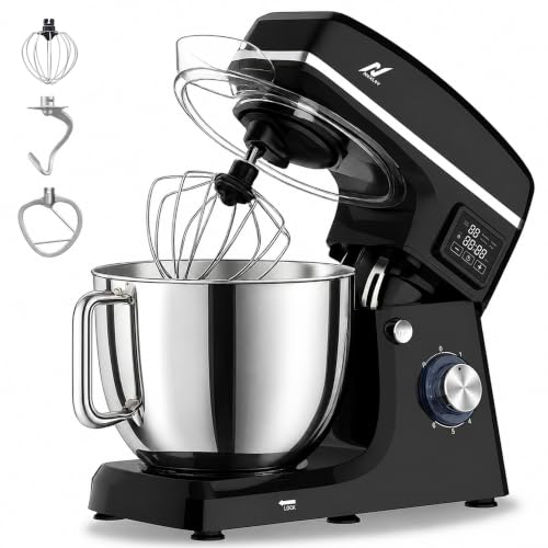 Image of NexLev Stand Mixer | 2000W Copper Motor Dough Maker Machine with Digital Timer, 8L Stainless Steel Bowl, 6 Speed + Pulse Control, Metal Gears, Planetary Rotation, Teflon Coated, ST-03