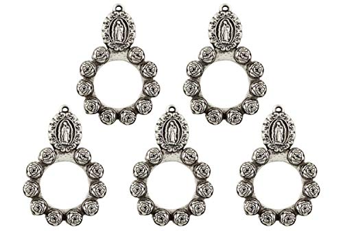Needzo Our Lady of Guadalupe Rosebud Design Rosary Ring, 1 5/8 Inch, Pack of 5