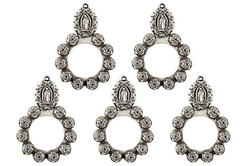 catholic rosary ring - Needzo Our Lady of Guadalupe Rosebud Design Rosary Ring, 1 5/8 Inch, Pack of 5