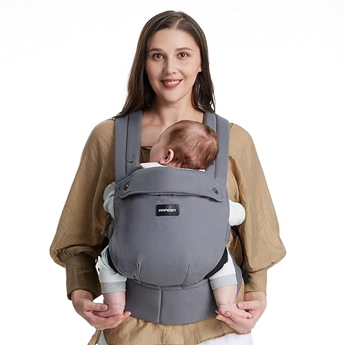 Image of Momcozy Baby Carrier Newborn to Toddler - Ergonomic, Cozy and Lightweight Infant Carrier for 7-44lbs, Effortless to Put On, Ideal for Hands-Free Parenting, Enhanced Lumbar Support, Grey