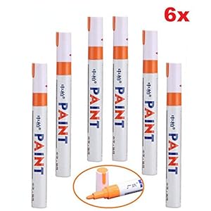Hallenwerk oranje 6X stuks bandenstift bandenmarker auto, motorfiets, fietsbanden bandenmarkeerstift bandenstift marker…