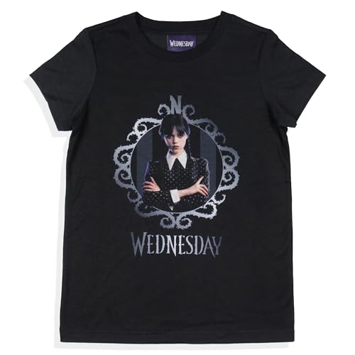 INTIMO Wednesday Addams Girls' Striped Sleep Pajama Set Shorts and Shirt3