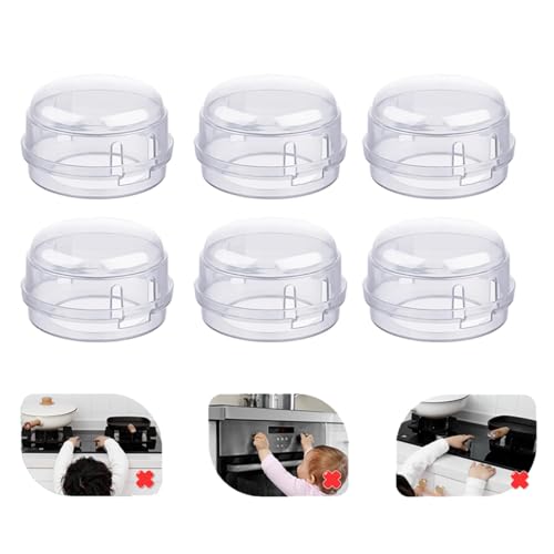ChAusa 6 Pezzi Copri Pomello Per Fornello, Protezione Stufa per Bambini,Blocco Sicurezza Forno,Cucina Coperchio di Sicurezza Manopola per Manopole del Fornello a Gas Forno Stufe (Bianco)