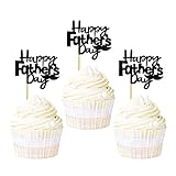 Ercadio 24 Pack Happy Father's Day Cupcake Toppers with Moustache Glitter Happy Father's Day Cupcake Picks Decorations for Best Super Dad Theme Party Blue