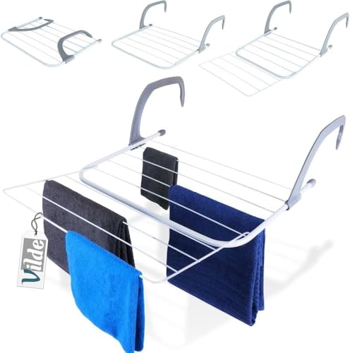 Vilde Séchoir à vêtements pour radiateur, pliable, en métal, blanc, 55 x 50,5 cm