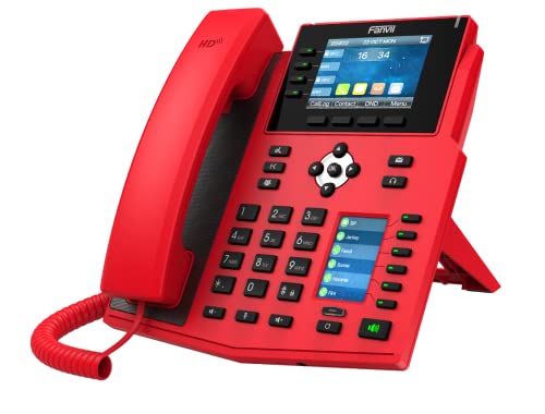 Fanvil-X5U-R-High-End-VoIP-Phone-35-Inch-Color-Display16-SIP-Lines-Dual-Port-Gigabit-Ethernet-Power-Adapter-Not-Included-Red