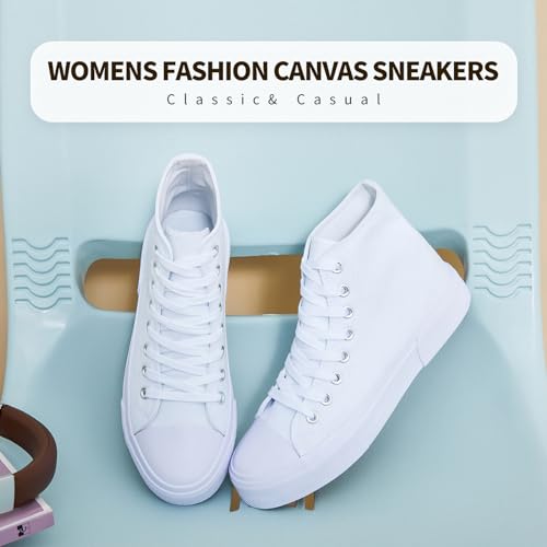 hash bubbie High Top Sneakers for Women Classic High Tops Canvas Shoes Lace up Women's Fashion Sneaker - Image 5