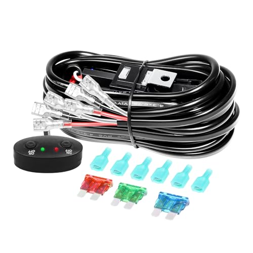 RIGIDON LED Light Bar Wire Harness Kit 12V 18AWG On Off Switch Power Relay Blade Fuse Automotive Wire for Work Fog Light Bar Off Road ATV SUV Trucks(for 2 Light Bar Max 300W)