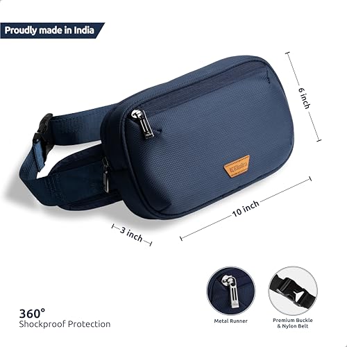 Image of Elmira Waist Bag for Men Women - Fanny Pack for Men Sling Bag for Men Chest Bag Crossbody Side Passport Travel Shoulder Small Waist Pouch for Mobile Cash (Navy Blue, WST-001B)