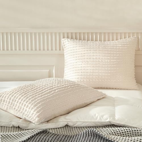 Warmdern Beige Pillow Covers Queen Standard Pillow Cases Soft Microfiber Pillow Cases Set Of 2 Boho Textured Pillowcase With Envelope Closure thumb #6