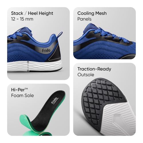 Image of Frido Active Walking Shoes for Men & Women | Lightweight Breathable Mesh Upper | Zero-Drop Sole with Wide Toe Box for Natural Movement | Cushioned Comfort Lace-Up Sneakers