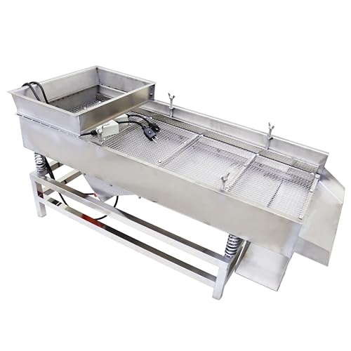 LGXEnzhuo JG40-95 Linear Vibrating Screen Electric Sifter Sieve Powder with one 11mm Square Screen 110V 80W Dual Motor Stainless Steel