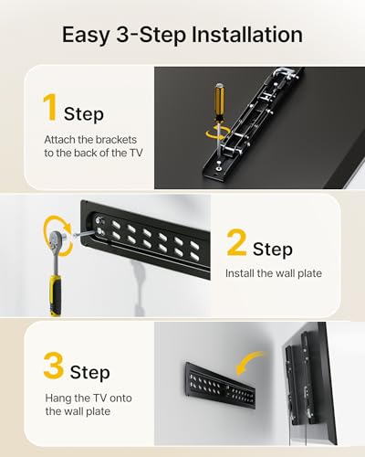 Image of monTEK Ultra Slim Tilting TV Wall Mount Bracket for 43-95 inch Flat & Curved TVs, 1.2 inch Low Profile, Anti-Glare Tilt, Holds 150 lbs, Supports VESA 800x400, Fits 16 inch /18 inch /24 inch /32 inch Studs