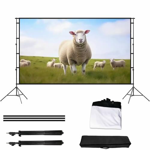 Pantalla de proyector portátil con bolsa de almacenamiento y soporte trípode estable, adecuada para cine en casa, presentaciones de negocios, capacitación escolar y entretenimiento interior y exterior (84 pulgadas) miniatura 1