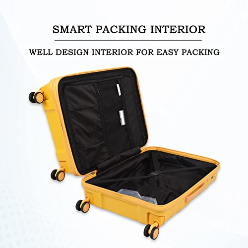 Image of it luggage Momentous Mango Yellow Medium-24 inches Expandable Polypropylene Hardsided with TSA Lock & Wet Pouch Inside 8 Wheel Trolley Bag