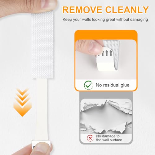 Ainiv 32-Pairs(64 Strips) Adhesive Picture Hanging Strips, Large 93x19mm Double Side Hook Loop Mounting Tapes for Photo Frame, Damage Free Removable Wall Adhesive Strips for Poster Picture Hanger - Image 3