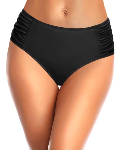 Tempt Me Women Bikini Bottoms Mid Waist Bathing Suit Swimsuit Ruched Swim Bottom3