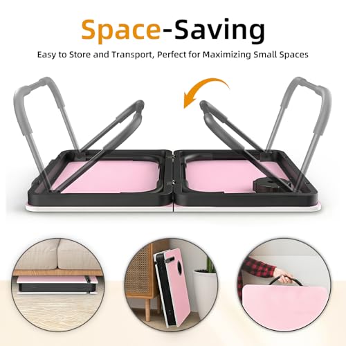 Image of BUYIFY 23.4 inch Foldable Lap Desk Bed Table with Cup Holder Portable Tray