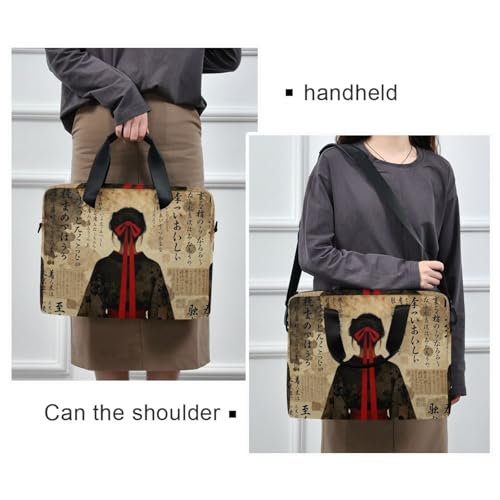 Maletín portátil con correa para laptop 15.6'' beige y rojo miniatura 2