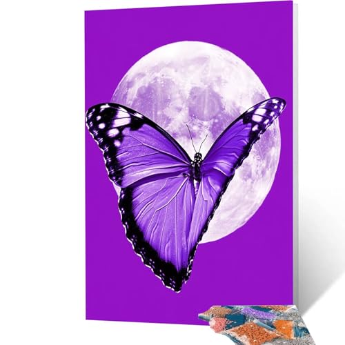 Pintura Diamante Luna Diamond Painting Adultos, 5D Diamond Painting Mariposa, Cristal Artes Bordado Punto Cruz Dibujos con Diamantes 90x120 cm Kit Manualidades Adultos para Decoracion Hogar model-4069