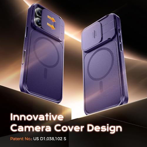 Image of TOCOL for iPhone 16 Pro Max Case with Slide Camera Cover, Kickstand and Camera Control Button, Fit for MagSafe, Rugged Solid Phone Case, Non-Slip, Drop Protection, Midnight Purple