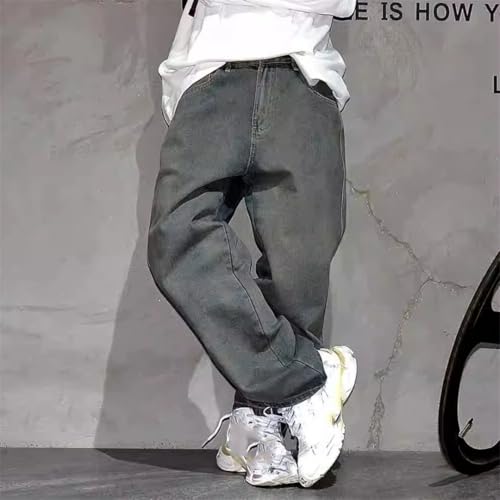 Men’S Vintage Baggy Distressed Cargo Skateboard Pants Button Fly Midweight Casual Full Length Jeans3