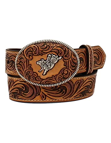 3D Boys Belt 1 1/4 Floral Embossed Oval Bullrider Tan
