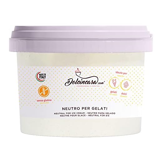 Dolcincasa-com Neutro para Helados y Gelatos de Frutas con Harina Guar y Semillas de Algarrobo Espesante Emulsionante Estabilizador Sin Gluten Uso Doméstico Profesional Envase de 500 g