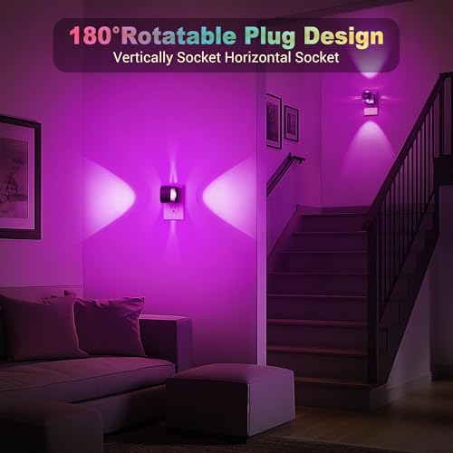 Image of JandCase Night Lights Plug into Wall,10-Colored Changing Night Light for Kids,180 Rotatable Plug RGB LED Nightlight with Dusk to Dawn Sensor for Halloween Decoration, Children Room,Party