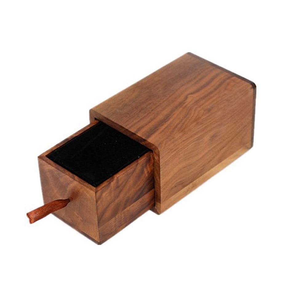 Sddpulse Black Wooden Creative Jewelry Box Organiser Mini Ring Necklace Earrings Jewellery Chest Trinket Box,