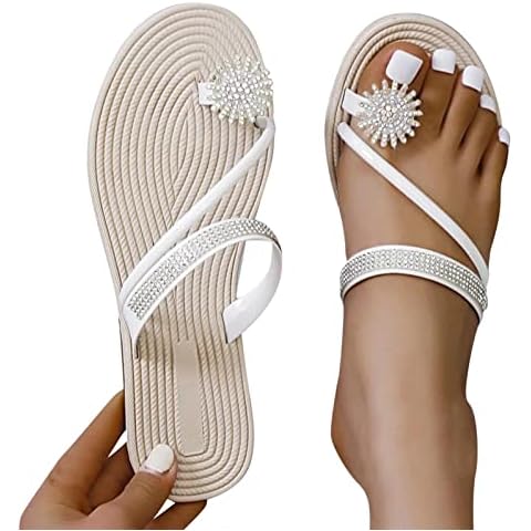 Damen Flache Sandalen Elegante Blumen Pantoletten Slides Abendschuhe Flip Flops Slippers Mode Flache Strandsandalen Clip Toe Zehentrenner Hochzeit Sommerschuhe Hausschuhe Cover