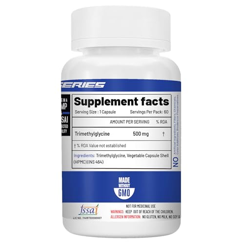 Image of NutriJa Trimethylglycine TMG 500mg | Betaine Anhydrous Supplement | 60 Veg Capsules | Supports Methylation & Healthy Homocysteine Metabolism