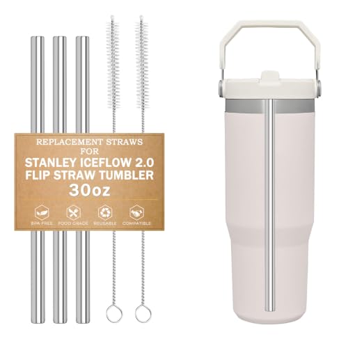 Image of LUCKINEE 3pcs Replacement Straws for Stanley IceFlow Tumbler 30oz