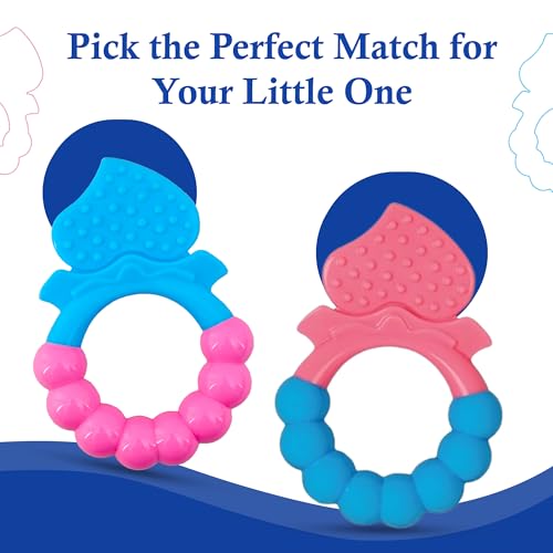 Image of MamaLaps Soft Silicone Baby Teether, Silicone BPA Free Teethers for Newborn Infant, Teething Toy for Babies with Textured Surface for Soothing Gums (Pack of 1, Ribb Heart-Pink)