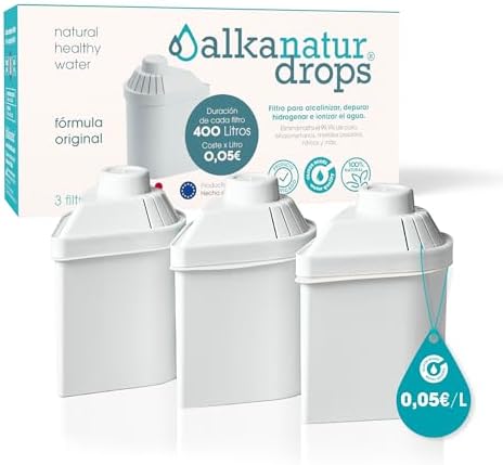 Pack 3 Filtros de Agua Alkanatur Drops Ecológicos - Depura Alcali...