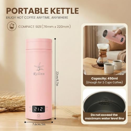 Image of Portable Electric Kettle For Travel, 120V, 450ml, 4 Temperature Control