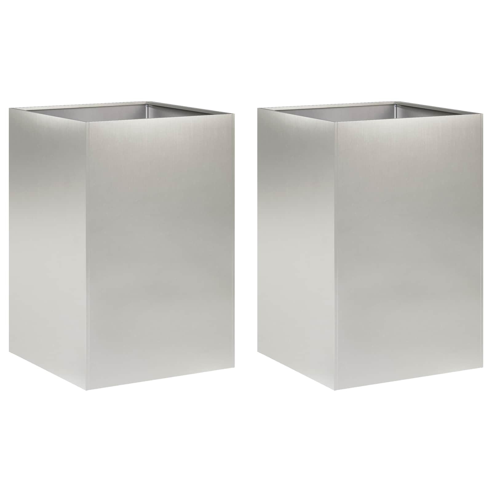 vidaXL Garden Planter 2 pcs Silver 40 x 40 x 75 cm Stainless Steel