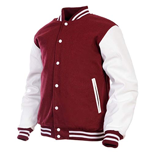 Women Varsity Jacket Genuine Leather Sleeve and Wool Blend Letterman Ladies Girls College Varsity Jackets