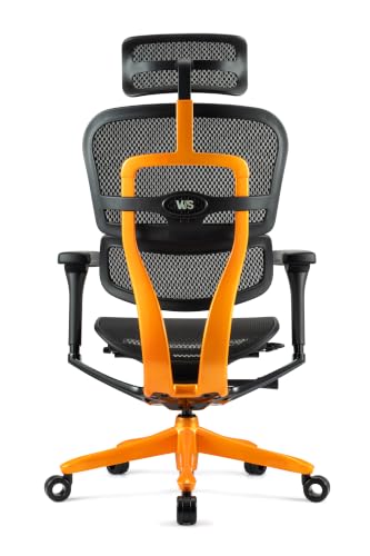 Image of Ergohuman ME7ERG GEN2 High Back Mesh Office Chair with Tilt Tension Control, Tilt Lock, Synchro Tilt, Seat Height, Seat Depth, and Arm Height Adjustments, Orange Frame