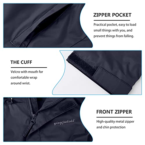 Image of YINGJIELIDE Boys Girls Waterproof Rain Jackets Kids Easy to Fold Windbreaker Lightweight Outdoor Hooded Raincoat