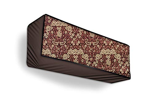 Image of Stylista Split ac cover for indoor and outdoor unit of 2 ton ac waterproof and dustproof Beige leaves and floral pattern
