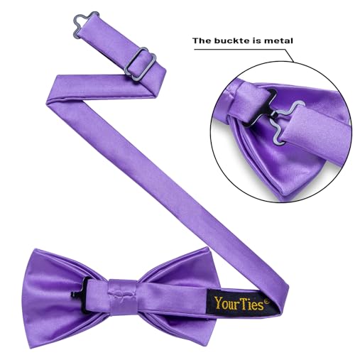 Image of YourTies Bow Ties for Men Pretied Bowties Solid Color Satin Bow Tie Formal Business Tuxedo Wedding Party Prom