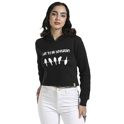Image of PINACOLADA Women's Typographic Print Hoodie with Ribbed Hem for Casual Wear | Pull On Closure | Hooded Neck | Long Sleeve | Cotton Sweatshirt Crafted with Comfort Fit for Everyday Wear