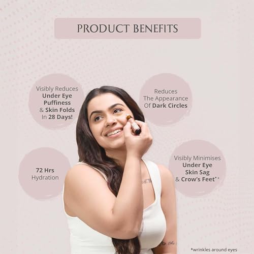 Image of AreoVeda Under Eye Cream with Cooling Massage Roller | Under Eye Roll On with Quinoa for Dark Circles, Puffiness & Fine Lines | Pregnancy-Safe | 10 ml (Pack of 2)