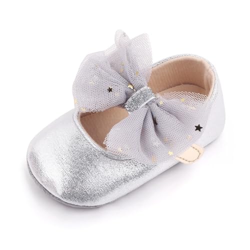 Newborn Baby Girls Dress Shoes Bowknot Soft Sole Mary Jane Moccasins Baptism Christening Crib Shoes Wedding Princess Flats