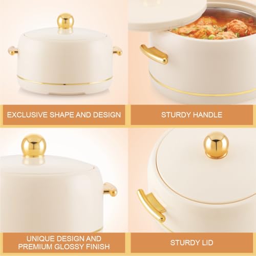 Image of Modware Atlantis Casserole Set of 3-1500ml /2000ml /2500ml Elegant Design Premium Hot Pot, Retains Temperature for Hours, Insulated Inner Steel Casserole for Roti Hot Box for Home Chapati Box (Ivory)