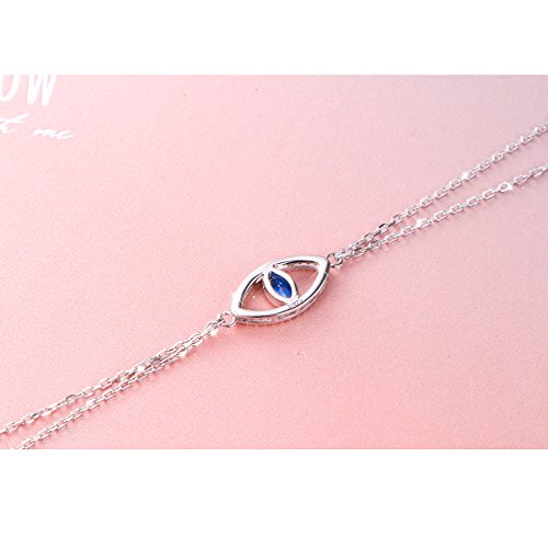 DAOCHONG 925 Sterling Silver Double Strand Cubic Zirconia Evil Eye Bracelet Jewelry For Women Teen Girls (Blue) - Image 5